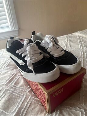 Vans Knu Skool Black and White Skate Shoes